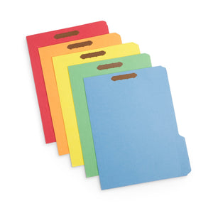 Fastener File Folders, Letter Size, Assorted Colors, 50 Pack Folders Blue Summit Supplies 