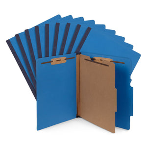 Classification Folders with 1 Divider, Letter Size, Dark Blue, 10 Count Folders Blue Summit Supplies 