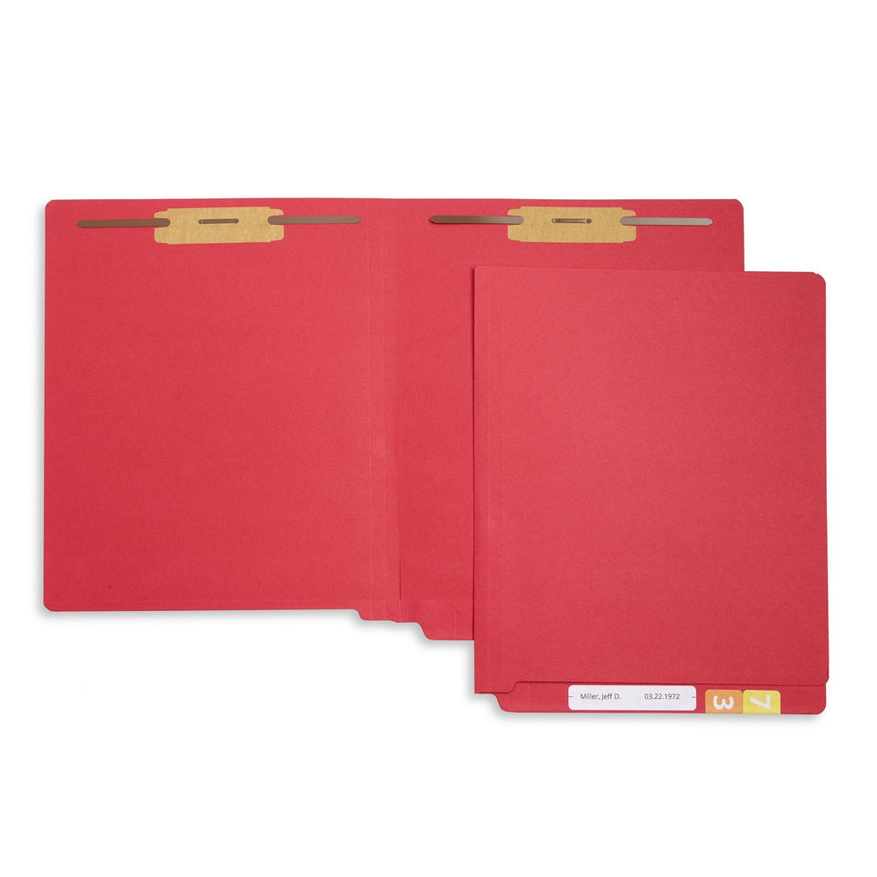 End Tab Fastener File Folders, Letter Size, Red, 50 Pack Folders Blue Summit Supplies 