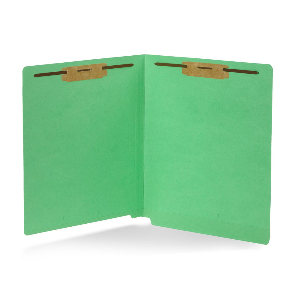 End Tab Fastener File Folders, Letter Size, Green, 50 Pack Folders Blue Summit Supplies 