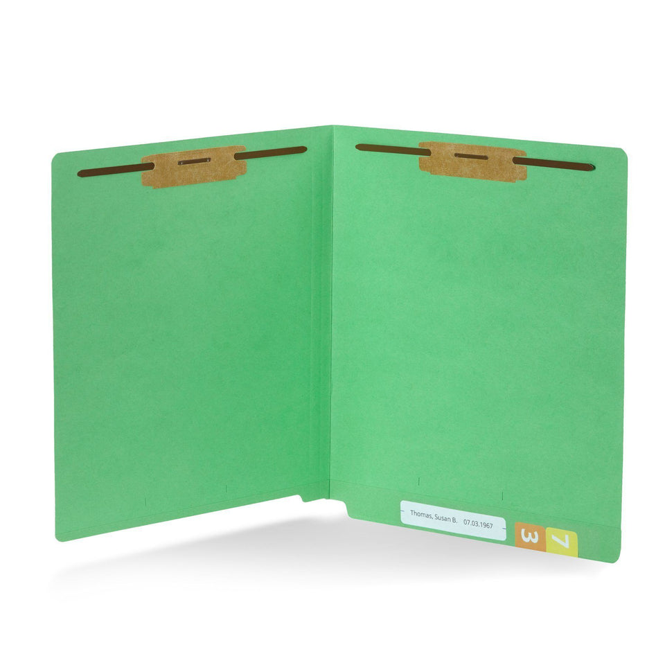 End Tab Fastener File Folders, Letter Size, Green, 50 Pack Folders Blue Summit Supplies 