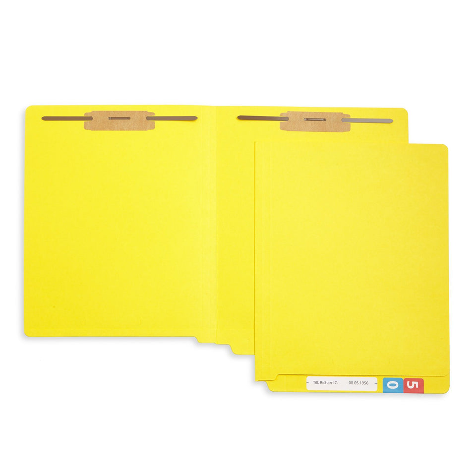 End Tab Fastener File Folders, Letter Size, Yellow, 50 Pack Folders Blue Summit Supplies 