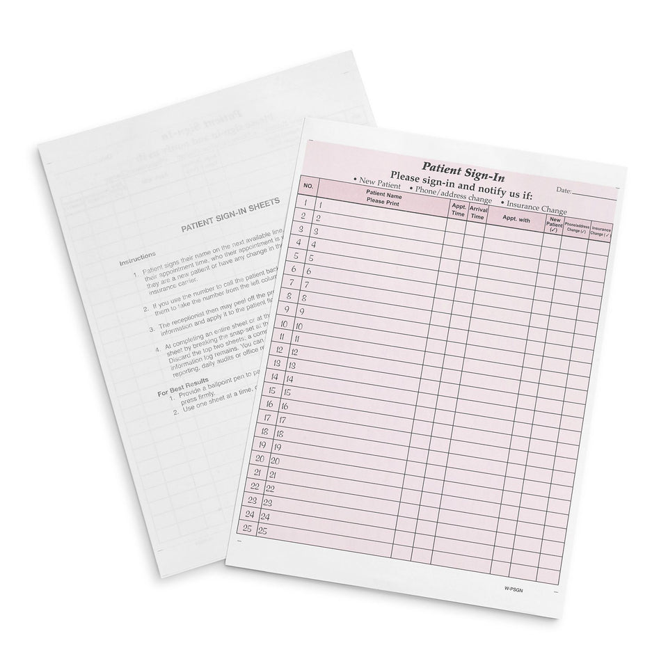 HIPAA Compliant Sign-In Sheets, Burgundy, 125 Count Business Forms Blue Summit Supplies 