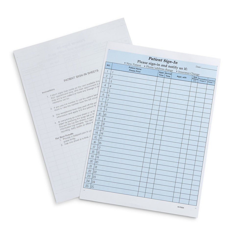 HIPAA Compliant Sign-In Sheets, Blue, 25 Count Business Forms Blue Summit Supplies 