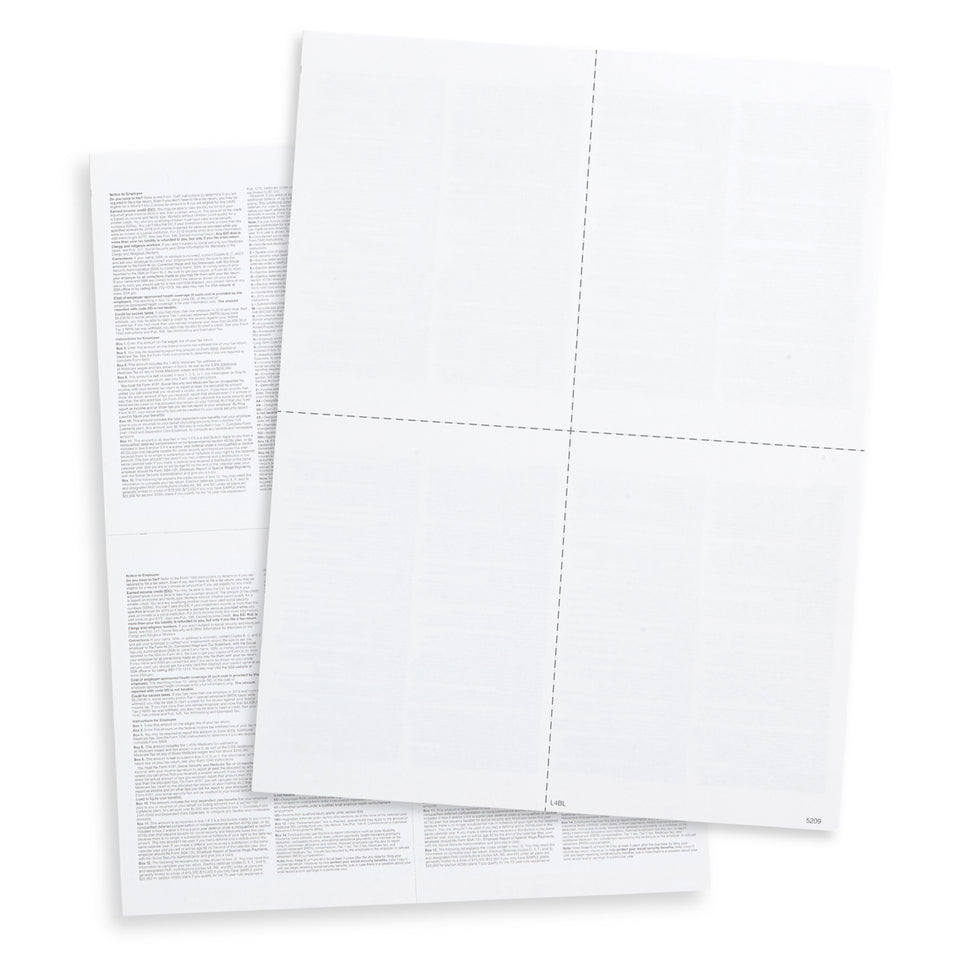 Blank 2019 W2 4-Up Tax Forms, 100 Count Tax Forms Blue Summit Supplies 