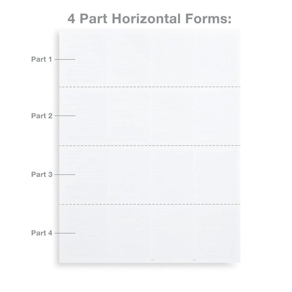 Blank 2019 W2 4-Up Horizontal Tax Forms, 100 Count (4 Down Forms) Tax Forms Blue Summit Supplies 