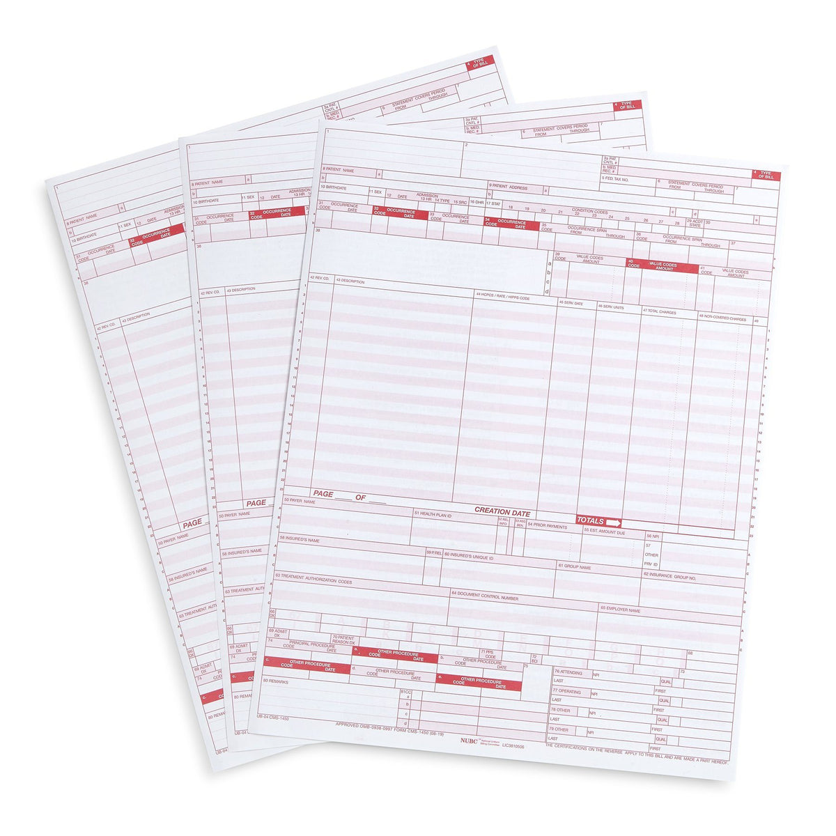 Blue Summit Supplies Medical Claims Forms, UB-04 (CMS-1450), 500 Pack