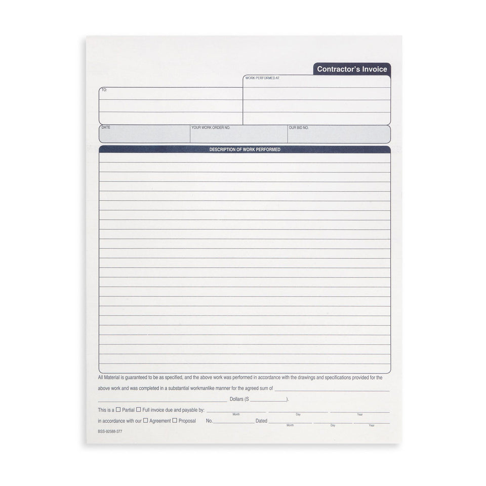 Contractors Invoice Book with 3-Part Carbonless Forms, 50 Sets Business Forms Blue Summit Supplies 