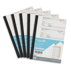 Receipt Books, 3-Part Carbonless, 5 Books Business Forms Blue Summit Supplies 