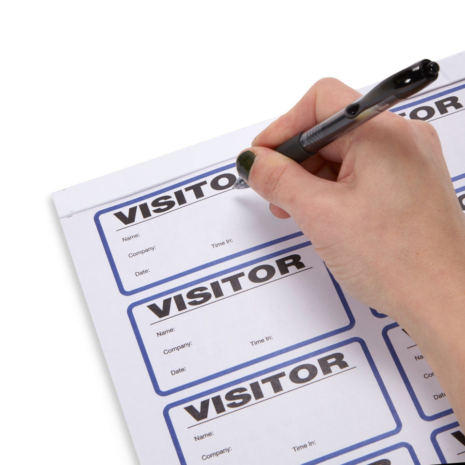 Visitor Badge Log Book, 250 Stickers Business Forms Blue Summit Supplies 