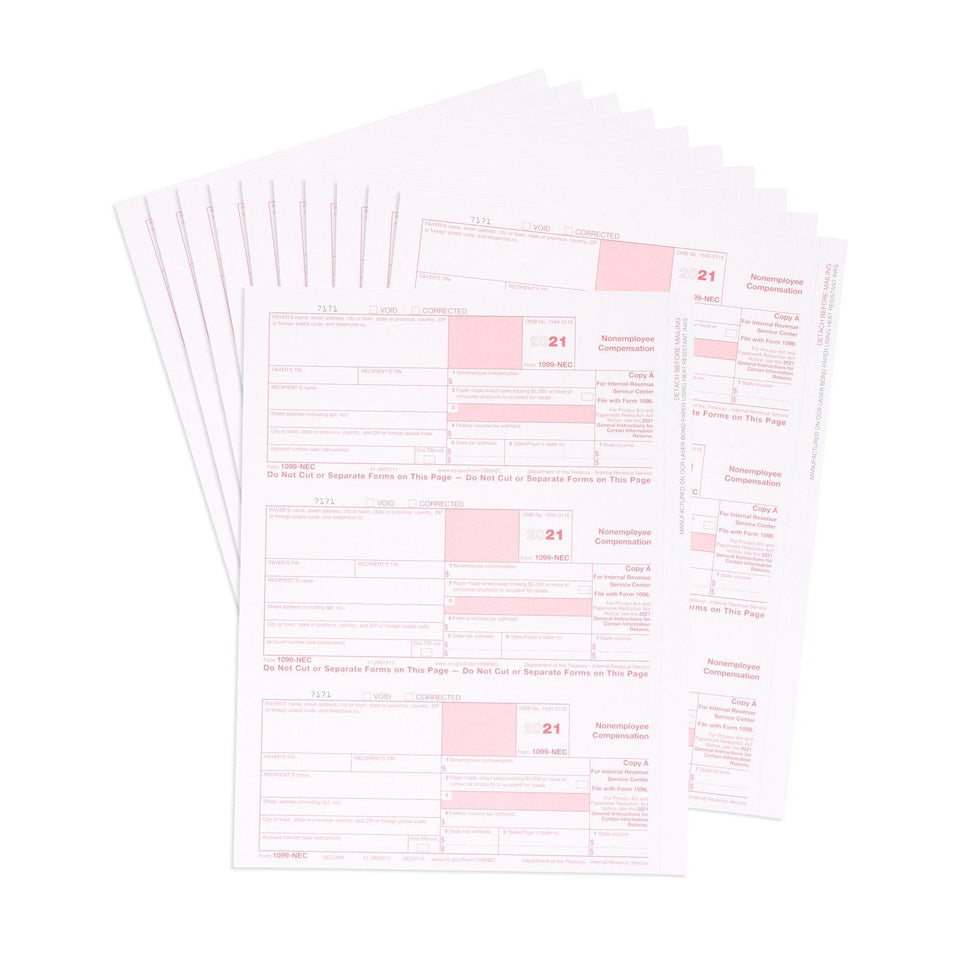 Blue Summit Supplies Tax Forms, 1099-NEC Copy A Forms, 100-Pack (34 Sheets) 1099 Forms Blue Summit Supplies 