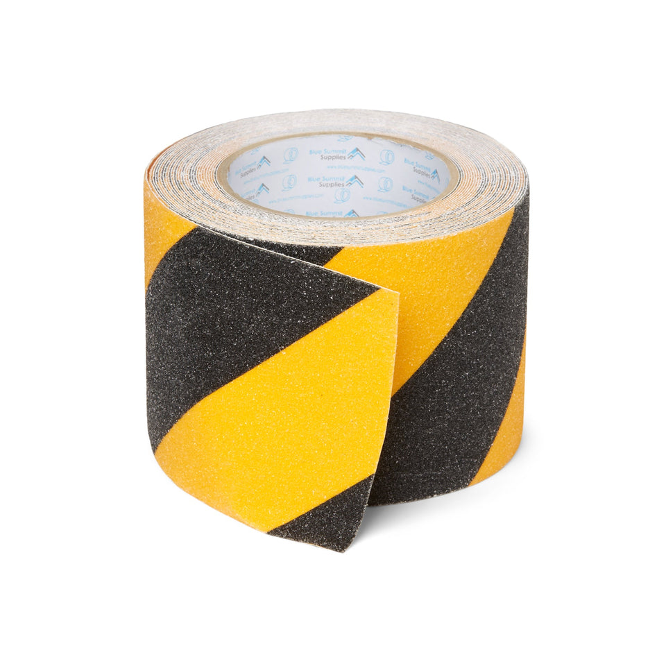 Anti-Slip Tape, Black/Yellow Stripe, 4" x 30', 1-Pack Safety Tapes and Treads Blue Summit Supplies 