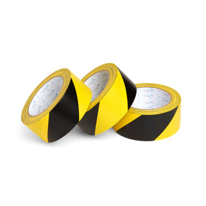 PVC Aisle Marking Tape, Black/Yellow Stipe, 2" x 108', 3-Pack Safety Tapes and Treads Blue Summit Supplies 