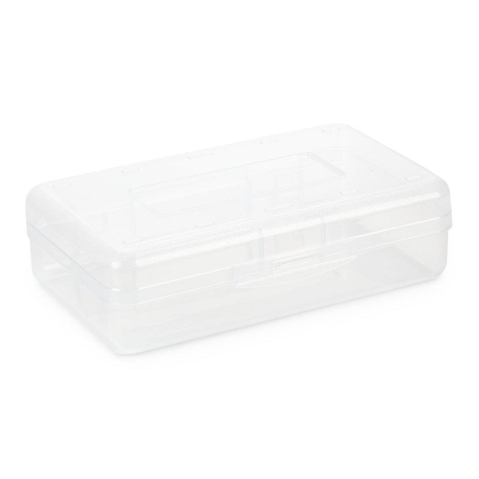 Blue Summit Supplies Plastic Pencil Boxes, Clear, 4 Pack