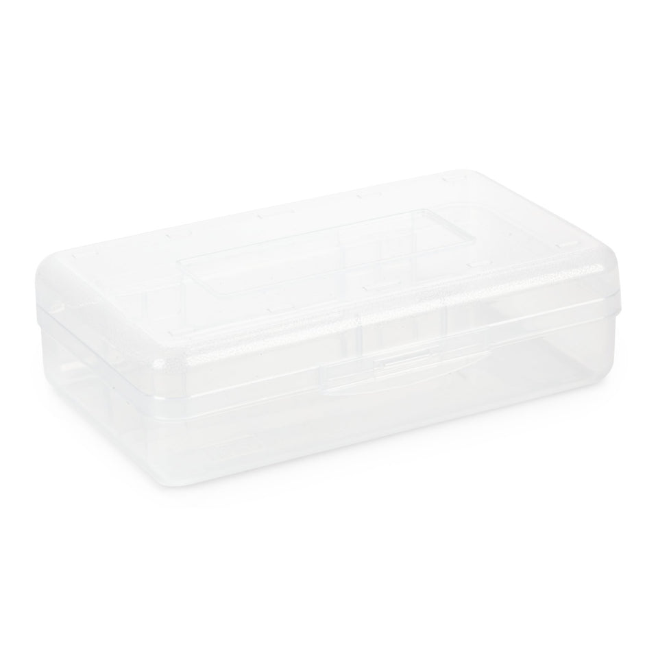 Clear Plastic Pencil Box, 4 Pack Pencil Boxes Blue Summit Supplies 