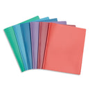 Plastic Two-Pocket Folders with Prongs, Assorted Gem Tones, 6 Pack Folders Blue Summit Supplies 