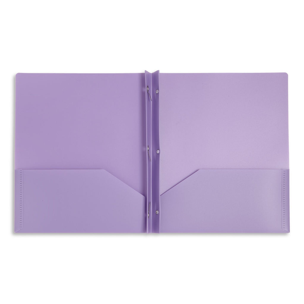 Blue Summit Supplies Plastic Pocket Folders, Prongs, Assorted Gem Tone