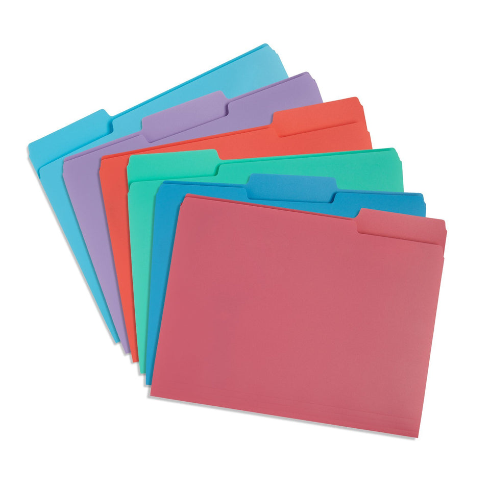 Plastic File Folders, Letter Size, Assorted Gem Tone Colors, 30 Pack Folders Blue Summit Supplies 