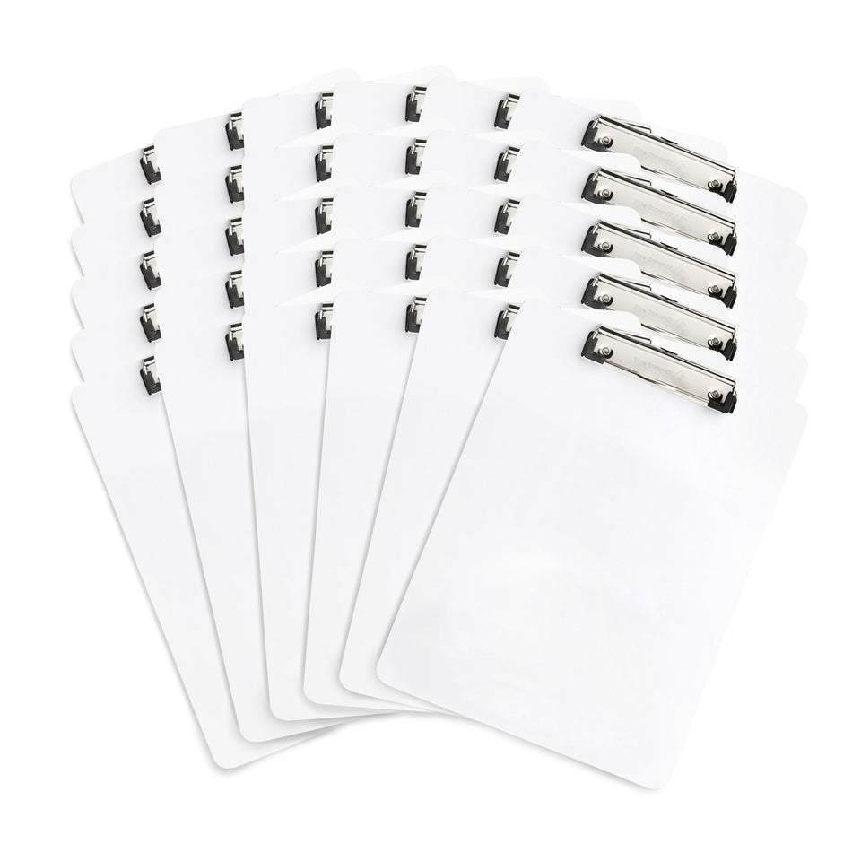 Blue Summit Supplies 30 Pack Whiteboard Clipboards, Dry Erase Front Surface with Low Profile Clip, Designed for Classroom and Business Use, 30 Pack