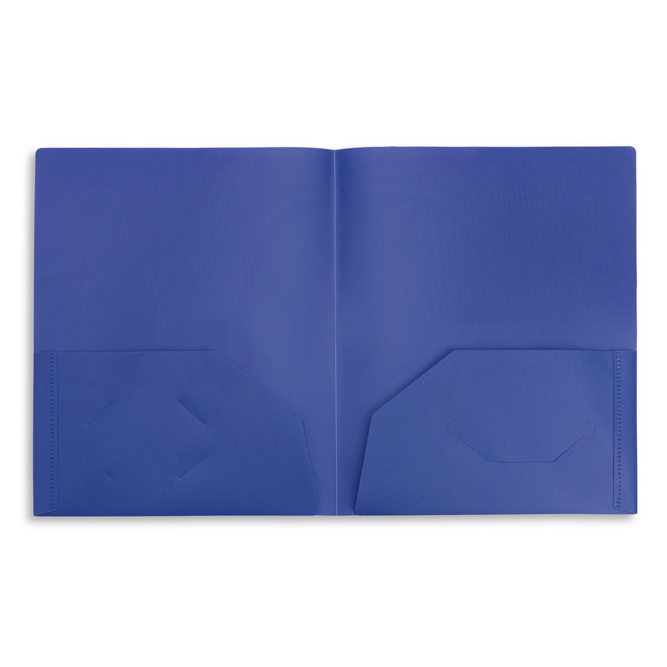 Plastic Two Pocket Folders, Assorted Colors, 6 Pack Folders Blue Summit Supplies 