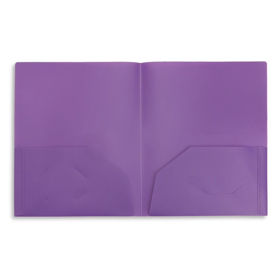 Plastic Two Pocket Folders, Assorted Colors, 30 Pack Folders Blue Summit Supplies 