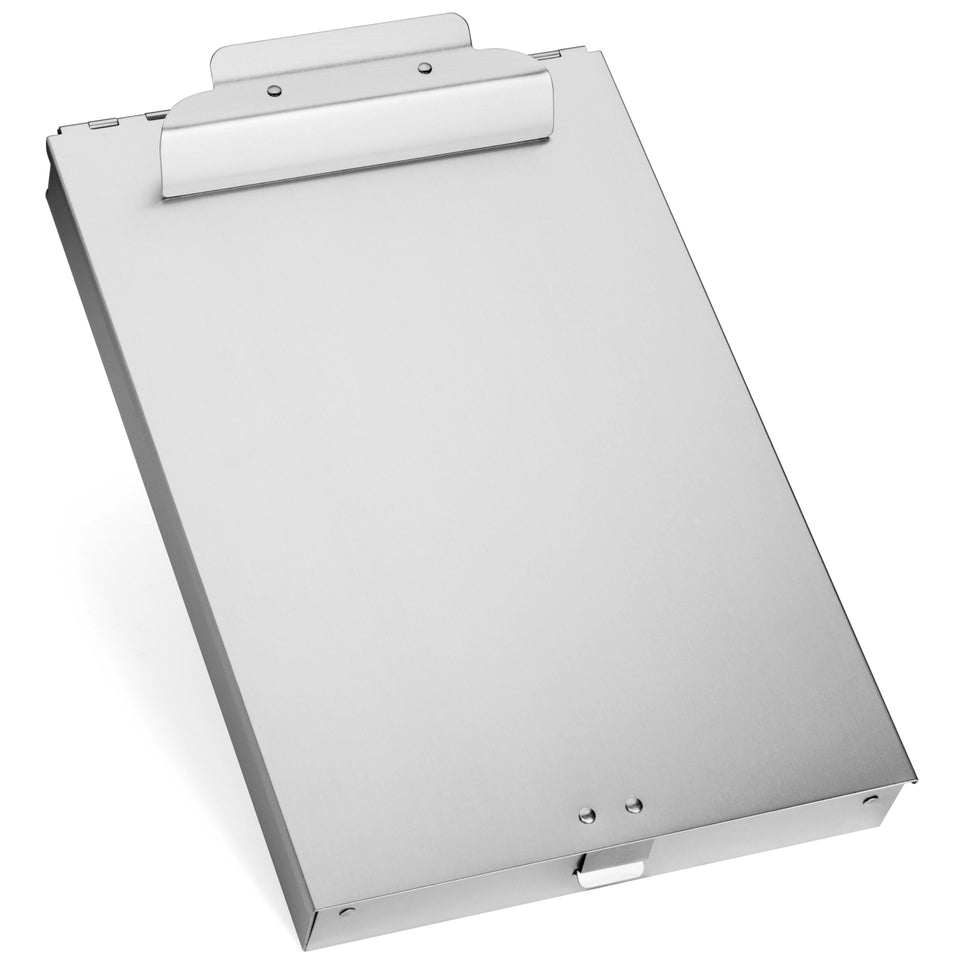 Aluminum Storage Clipboard, 2 Compartments, Large Clip Clipboards Blue Summit Supplies 