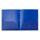 Plastic Two Pocket Folders, 3-Hole Punched, Assorted Colors, 12 Count Folders Blue Summit Supplies 