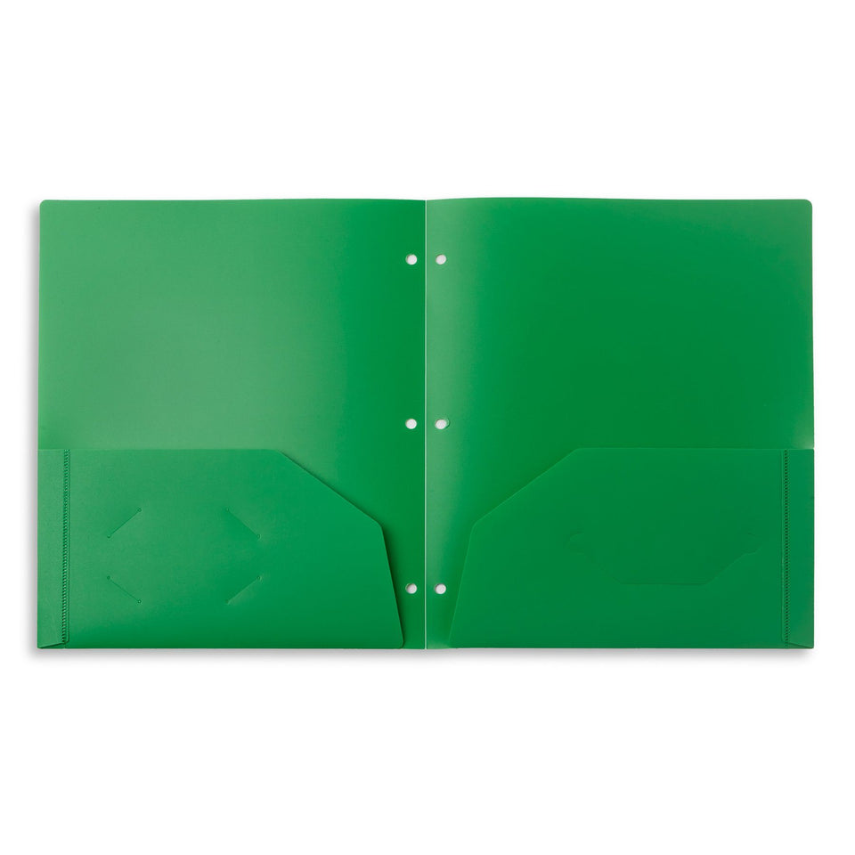 Plastic Two Pocket Folders, 3-Hole Punched, Assorted Colors, 12 Count Folders Blue Summit Supplies 