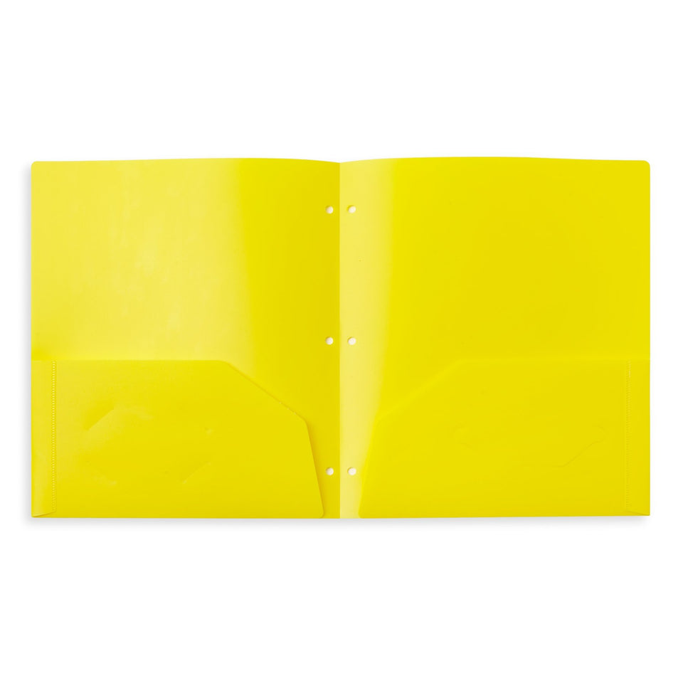 Plastic Two Pocket Folders, 3-Hole Punched, Assorted Colors, 12 Count Folders Blue Summit Supplies 