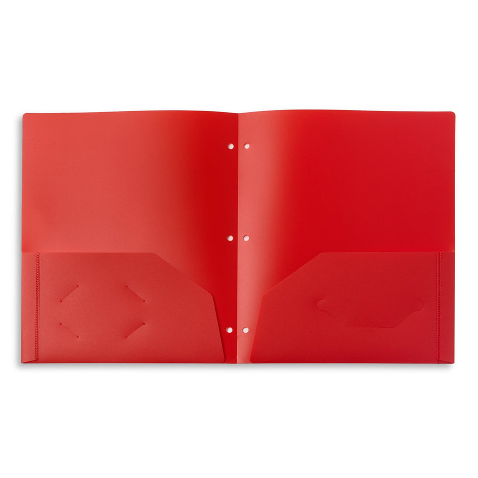 Plastic Two Pocket Folders, 3-Hole Punched, Assorted Colors, 12 Count Folders Blue Summit Supplies 