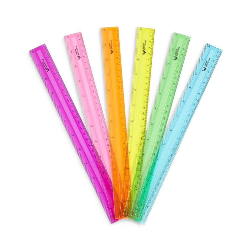 Blue Summit Supplies 12 Plastic Shatterproof Rulers, Assorted Colors