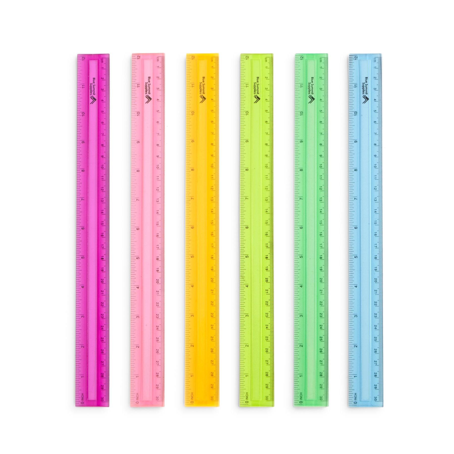 Blue Summit Supplies 30 Plastic Rulers Bulk Shatterproof 12 inch Ruler for School Home or Office Clear Plastic Rulers Assorted Colors 30 Pack