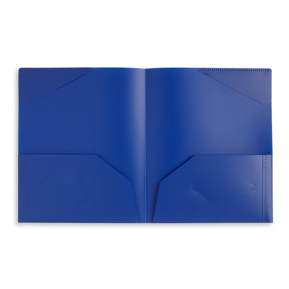 Plastic Two-Pocket Folders with Reinforced Corners, Assorted Bold Colors, 12 Pack Folders Blue Summit Supplies 