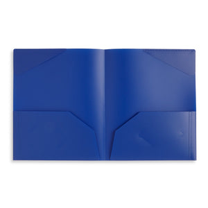 Plastic Two-Pocket Folders with Reinforced Corners, Assorted Bold Colors, 12 Pack Folders Blue Summit Supplies 