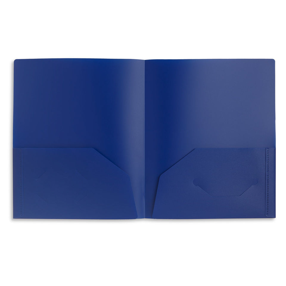 Plastic Two Pocket Folders, Assorted Bold Colors, 30 Pack Folders Blue Summit Supplies 