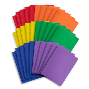 Plastic Two Pocket Folders with Prongs, Assorted Colors, 30 Pack Folders Blue Summit Supplies 