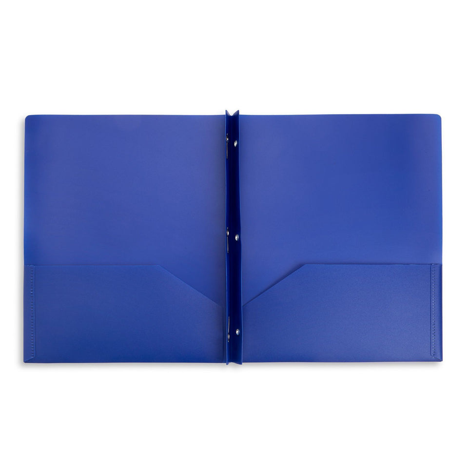 Plastic Two Pocket Folders with Prongs, Assorted Bold Colors, 30 Pack Folders Blue Summit Supplies 