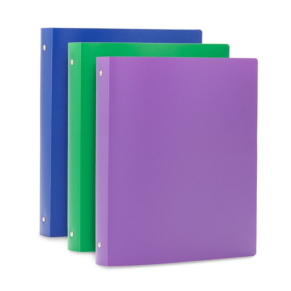 1'' 3-Ring Flexible Plastic Binders, Assorted Colors, 6 Pack binders Blue Summit Supplies 