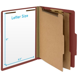 Classification Folders with 2 Dividers, Letter Size, Red, 30 Count Folders Blue Summit Supplies 